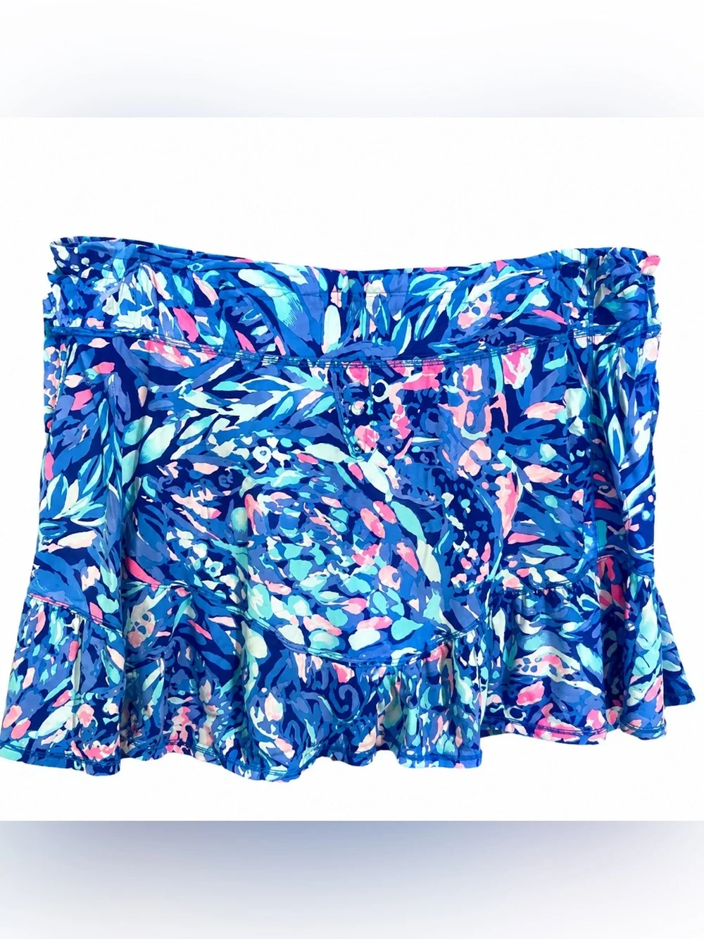 Lilly Pulitzer~ Blue Floral Ruffle Swim Skort, Tennis, Golf, Palm Beach 💙🩷💙